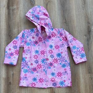 Driplets Pink Floral Hooded Raincoat Size 4/6